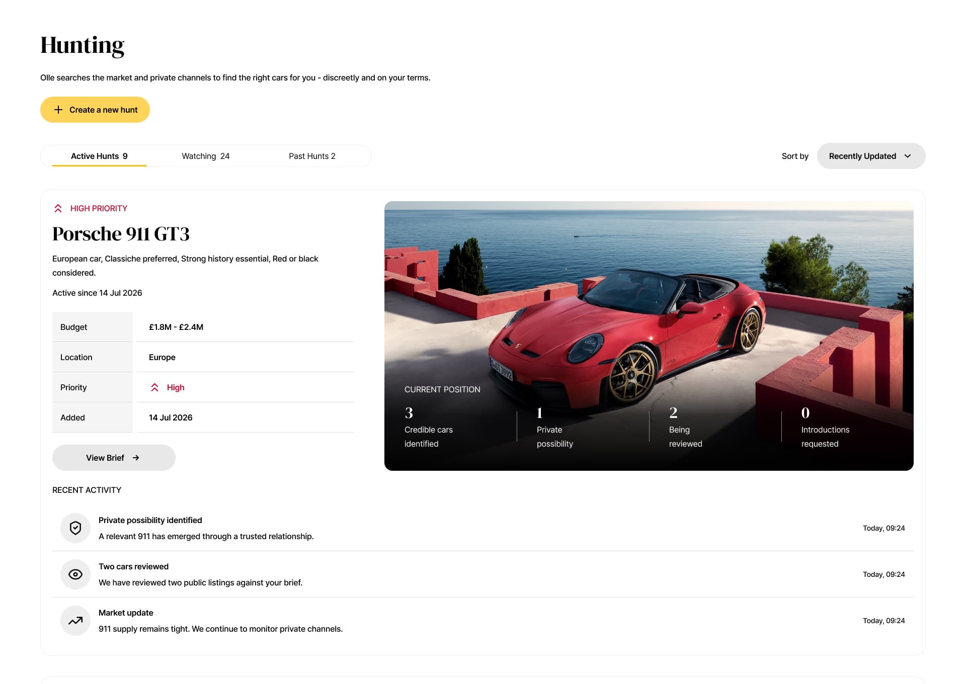 Olle hunting — find cars discreetly